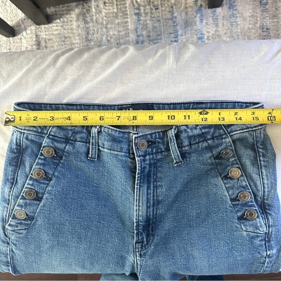 GAP 70s Flare Jeans Womens 12 31R Medium Wash Button Detail Retro - Picture 7 of 8